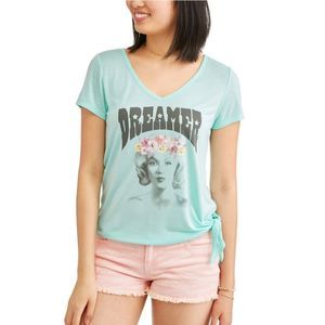 FIFTHSUN Licensed Juniors' Graphic Open Back w/ Side Tie Short Sleeve T-Shirt XS